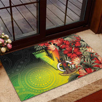 Aboriginal Dot Art Vanuatu Rubber Doormat Tropical Flowers