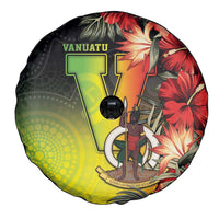 Aboriginal Dot Art Vanuatu Spare Tire Cover Tropical Flowers