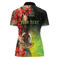 Aboriginal Dot Art Vanuatu Personalised Women Polo Shirt Tropical Flowers