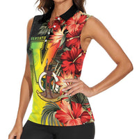 Aboriginal Dot Art Vanuatu Personalised Women Sleeveless Polo Shirt Tropical Flowers