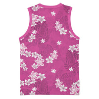 Hawaii Monstera Deliciosa Basketball Jersey Pink Plumeria Polynesian Pattern LT05 - Polynesian Pride