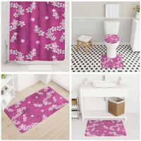Hawaii Monstera Deliciosa Bathroom Set Pink Plumeria Polynesian Pattern - Polynesian Pride