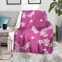 Hawaii Monstera Deliciosa Blanket Pink Plumeria Polynesian Pattern - Polynesian Pride
