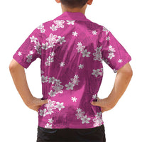 Hawaii Monstera Deliciosa Family Matching Short Sleeve Bodycon Dress and Hawaiian Shirt Pink Plumeria Polynesian Pattern - Polynesian Pride