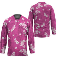 Hawaii Monstera Deliciosa Hockey Jersey Pink Plumeria Polynesian Pattern LT05 - Polynesian Pride
