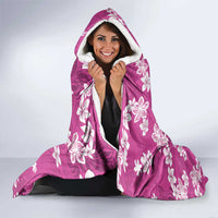 Hawaii Monstera Deliciosa Hooded Blanket Pink Plumeria Polynesian Pattern - Polynesian Pride