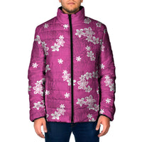 Hawaii Monstera Deliciosa Padded Jacket Pink Plumeria Polynesian Pattern LT05 Men Pink - Polynesian Pride