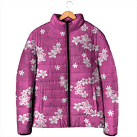 Hawaii Monstera Deliciosa Padded Jacket Pink Plumeria Polynesian Pattern LT05 - Polynesian Pride