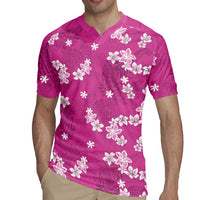 Hawaii Monstera Deliciosa Rugby Jersey Pink Plumeria Polynesian Pattern LT05 - Polynesian Pride