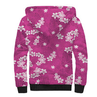 Hawaii Monstera Deliciosa Sherpa Hoodie Pink Plumeria Polynesian Pattern LT05 - Polynesian Pride