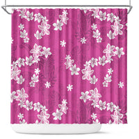 Hawaii Monstera Deliciosa Shower Curtain Pink Plumeria Polynesian Pattern - Polynesian Pride