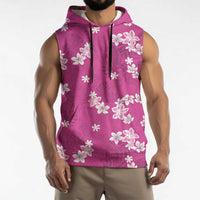 Hawaii Monstera Deliciosa Sleeveless Hoodie Pink Plumeria Polynesian Pattern LT05 - Polynesian Pride