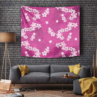 Hawaii Monstera Deliciosa Tapestry Pink Plumeria Polynesian Pattern - Polynesian Pride
