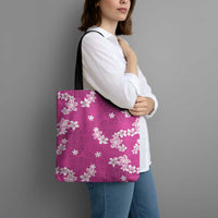 Hawaii Monstera Deliciosa Tote Bag Pink Plumeria Polynesian Pattern - Polynesian Pride