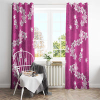 Hawaii Monstera Deliciosa Window Curtain Pink Plumeria Polynesian Pattern - Polynesian Pride