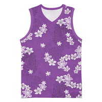 Hawaii Monstera Deliciosa Basketball Jersey Purple Plumeria Polynesian Pattern LT05 Unisex Purple - Polynesian Pride