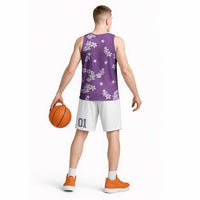 Hawaii Monstera Deliciosa Basketball Jersey Purple Plumeria Polynesian Pattern LT05 - Polynesian Pride