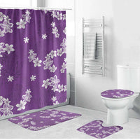 Hawaii Monstera Deliciosa Bathroom Set Purple Plumeria Polynesian Pattern - Polynesian Pride