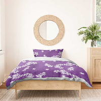 Hawaii Monstera Deliciosa Bedding Set Purple Plumeria Polynesian Pattern - Polynesian Pride