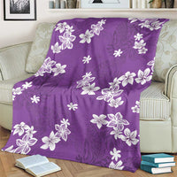 Hawaii Monstera Deliciosa Blanket Purple Plumeria Polynesian Pattern - Polynesian Pride