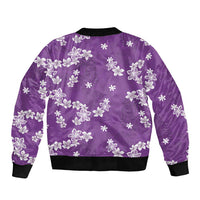 Hawaii Monstera Deliciosa Bomber Jacket Purple Plumeria Polynesian Pattern - Polynesian Pride