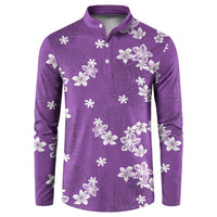 Hawaii Monstera Deliciosa Button Sweatshirt Purple Plumeria Polynesian Pattern LT05 Purple - Polynesian Pride