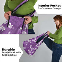 Hawaii Monstera Deliciosa Grocery Bag Purple Plumeria Polynesian Pattern - Polynesian Pride