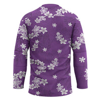 Hawaii Monstera Deliciosa Hockey Jersey Purple Plumeria Polynesian Pattern - Polynesian Pride