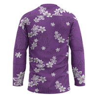 Hawaii Monstera Deliciosa Hockey Jersey Purple Plumeria Polynesian Pattern LT05 - Polynesian Pride