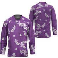 Hawaii Monstera Deliciosa Hockey Jersey Purple Plumeria Polynesian Pattern LT05 - Polynesian Pride