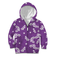 Hawaii Monstera Deliciosa Kid Hoodie Purple Plumeria Polynesian Pattern LT05 Zip Hoodie Purple - Polynesian Pride