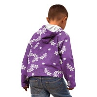 Hawaii Monstera Deliciosa Kid Hoodie Purple Plumeria Polynesian Pattern LT05 - Polynesian Pride
