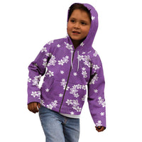 Hawaii Monstera Deliciosa Kid Hoodie Purple Plumeria Polynesian Pattern LT05 - Polynesian Pride
