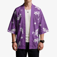 Hawaii Monstera Deliciosa Kimono Purple Plumeria Polynesian Pattern - Polynesian Pride