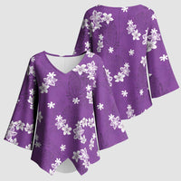 Hawaii Monstera Deliciosa Kimono Sleeve Blouse Purple Plumeria Polynesian Pattern LT05 - Polynesian Pride