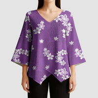 Hawaii Monstera Deliciosa Kimono Sleeve Blouse Purple Plumeria Polynesian Pattern LT05 - Polynesian Pride