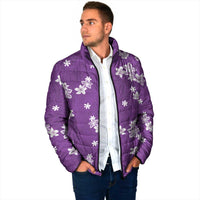 Hawaii Monstera Deliciosa Padded Jacket Purple Plumeria Polynesian Pattern LT05 - Polynesian Pride