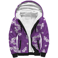 Hawaii Monstera Deliciosa Sherpa Hoodie Purple Plumeria Polynesian Pattern LT05 Unisex Purple - Polynesian Pride
