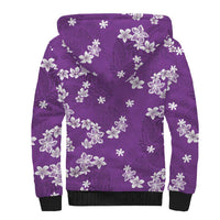 Hawaii Monstera Deliciosa Sherpa Hoodie Purple Plumeria Polynesian Pattern LT05 - Polynesian Pride