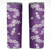 Hawaii Monstera Deliciosa Skinny Tumbler Purple Plumeria Polynesian Pattern - Polynesian Pride