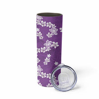 Hawaii Monstera Deliciosa Skinny Tumbler Purple Plumeria Polynesian Pattern - Polynesian Pride