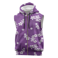 Hawaii Monstera Deliciosa Sleeveless Zip Hoodie Purple Plumeria Polynesian Pattern LT05 Purple - Polynesian Pride
