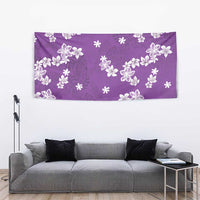 Hawaii Monstera Deliciosa Tapestry Purple Plumeria Polynesian Pattern - Polynesian Pride