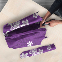 Hawaii Monstera Deliciosa Umbrella Purple Plumeria Polynesian Pattern - Polynesian Pride