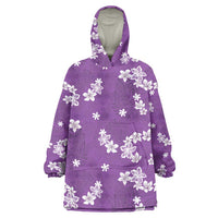 Hawaii Monstera Deliciosa Wearable Blanket Hoodie Purple Plumeria Polynesian Pattern LT05 One Size Purple - Polynesian Pride