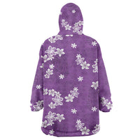 Hawaii Monstera Deliciosa Wearable Blanket Hoodie Purple Plumeria Polynesian Pattern LT05 - Polynesian Pride