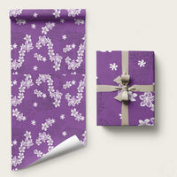 Hawaii Monstera Deliciosa Wrapping Paper Purple Plumeria Polynesian Pattern LT05 58" × 23" Purple - Polynesian Pride