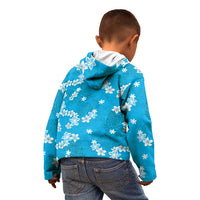 Hawaii Monstera Deliciosa Kid Hoodie Blue Plumeria Polynesian Pattern LT05 - Polynesian Pride