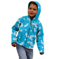Hawaii Monstera Deliciosa Kid Hoodie Blue Plumeria Polynesian Pattern LT05 - Polynesian Pride