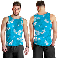 Hawaii Monstera Deliciosa Men Tank Top Blue Plumeria Polynesian Pattern LT05 - Polynesian Pride